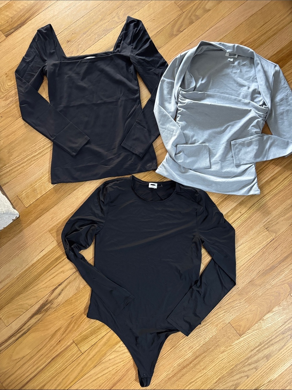 Aritzia NWOT Neutral Long Sleeve Tops & Bodysuit Trio in Black and Light Gray
